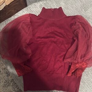 Elegant Red Puff Sleeve Top
